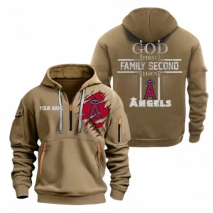Baseball Fans Gift Hoodie Half Zipper, Hoodie Exclusive Logo For Sport Fan MLB147082125011-Khaki