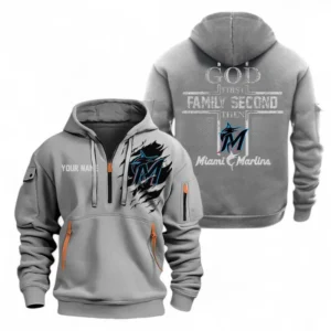 Baseball Fans Gift Hoodie Half Zipper, Hoodie Exclusive Logo For Sport Fan MLB147082125013-Grey