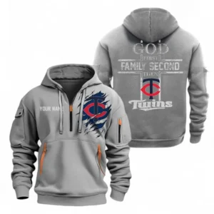 Baseball Fans Gift Hoodie Half Zipper, Hoodie Exclusive Logo For Sport Fan MLB147082125014-Grey