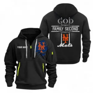 Baseball Fans Gift Hoodie Half Zipper, Hoodie Exclusive Logo For Sport Fan MLB147082125015-Black