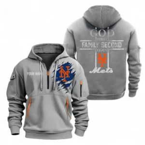Baseball Fans Gift Hoodie Half Zipper, Hoodie Exclusive Logo For Sport Fan MLB147082125015-Grey