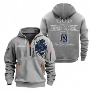 Baseball Fans Gift Hoodie Half Zipper, Hoodie Exclusive Logo For Sport Fan MLB147082125016-Grey