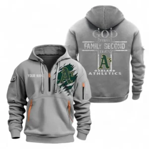 Baseball Fans Gift Hoodie Half Zipper, Hoodie Exclusive Logo For Sport Fan MLB147082125017-Grey