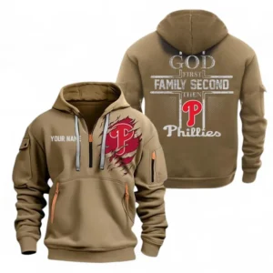 Baseball Fans Gift Hoodie Half Zipper, Hoodie Exclusive Logo For Sport Fan MLB147082125018-Khaki