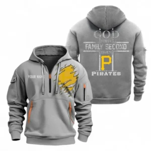 Baseball Fans Gift Hoodie Half Zipper, Hoodie Exclusive Logo For Sport Fan MLB147082125019-Grey
