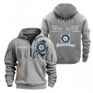 Baseball Fans Gift Hoodie Half Zipper, Hoodie Exclusive Logo For Sport Fan MLB147082125022-Grey