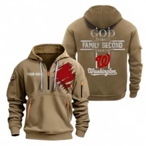 Baseball Fans Gift Hoodie Half Zipper, Hoodie Exclusive Logo For Sport Fan MLB147082125027-Khaki