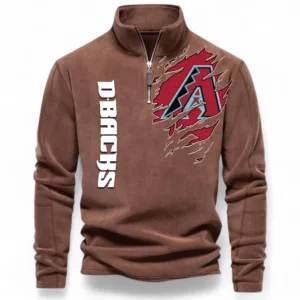 Baseball Fans Gift Half Zip Stand Up Collar Hoodie, Sweatshirt Exclusive Logo For Sport Fan MLB148080525111-Brown