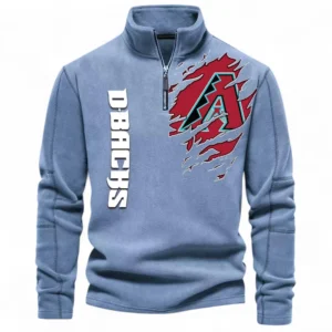 Baseball Fans Gift Half Zip Stand Up Collar Hoodie, Sweatshirt Exclusive Logo For Sport Fan MLB148080525111-Light Blue