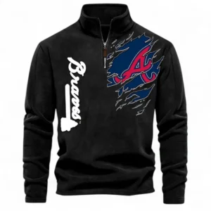 Baseball Fans Gift Half Zip Stand Up Collar Hoodie, Sweatshirt Exclusive Logo For Sport Fan MLB148080525112-Black