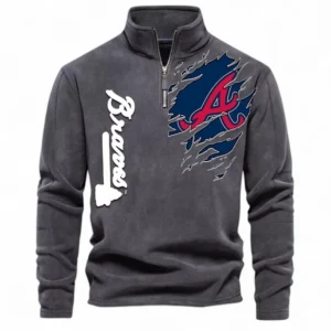 Baseball Fans Gift Half Zip Stand Up Collar Hoodie, Sweatshirt Exclusive Logo For Sport Fan MLB148080525112-Dark Gray