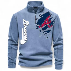 Baseball Fans Gift Half Zip Stand Up Collar Hoodie, Sweatshirt Exclusive Logo For Sport Fan MLB148080525112-Light Blue