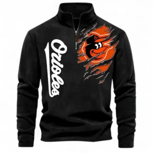 Baseball Fans Gift Half Zip Stand Up Collar Hoodie, Sweatshirt Exclusive Logo For Sport Fan MLB148080525113-Black
