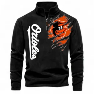 Baseball Fans Gift Half Zip Stand Up Collar Hoodie, Sweatshirt Exclusive Logo For Sport Fan MLB148080525114-Black