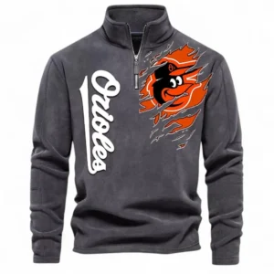 Baseball Fans Gift Half Zip Stand Up Collar Hoodie, Sweatshirt Exclusive Logo For Sport Fan MLB148080525114-Dark Gray