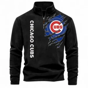 Baseball Fans Gift Half Zip Stand Up Collar Hoodie, Sweatshirt Exclusive Logo For Sport Fan MLB148080525115-Black