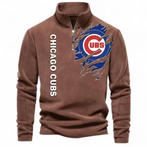 Baseball Fans Gift Half Zip Stand Up Collar Hoodie, Sweatshirt Exclusive Logo For Sport Fan MLB148080525115-Brown