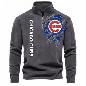 Baseball Fans Gift Half Zip Stand Up Collar Hoodie, Sweatshirt Exclusive Logo For Sport Fan MLB148080525115-Dark Gray