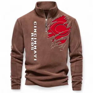 Baseball Fans Gift Half Zip Stand Up Collar Hoodie, Sweatshirt Exclusive Logo For Sport Fan MLB148080525117-Brown