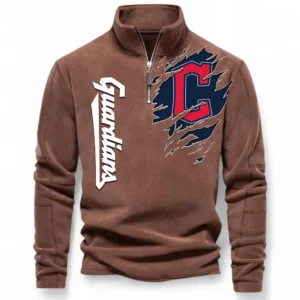 Baseball Fans Gift Half Zip Stand Up Collar Hoodie, Sweatshirt Exclusive Logo For Sport Fan MLB148080525118-Brown