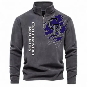 Baseball Fans Gift Half Zip Stand Up Collar Hoodie, Sweatshirt Exclusive Logo For Sport Fan MLB148080525119-Dark Gray