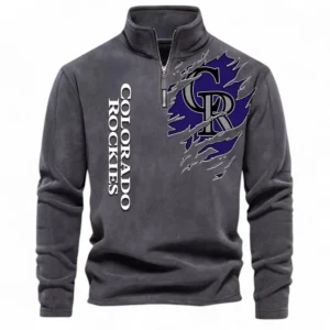Baseball Fans Gift Half Zip Stand Up Collar Hoodie, Sweatshirt Exclusive Logo For Sport Fan MLB148080525120-Dark Gray