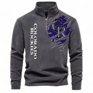 Baseball Fans Gift Half Zip Stand Up Collar Hoodie, Sweatshirt Exclusive Logo For Sport Fan MLB148080525121-Dark Gray
