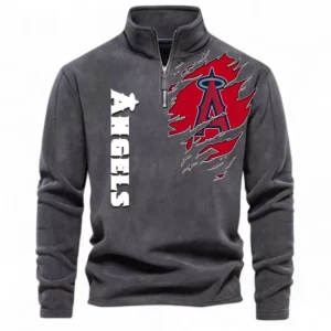 Baseball Fans Gift Half Zip Stand Up Collar Hoodie, Sweatshirt Exclusive Logo For Sport Fan MLB148080525123-Dark Gray