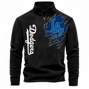 Baseball Fans Gift Half Zip Stand Up Collar Hoodie, Sweatshirt Exclusive Logo For Sport Fan MLB148080525124-Black