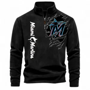 Baseball Fans Gift Half Zip Stand Up Collar Hoodie, Sweatshirt Exclusive Logo For Sport Fan MLB148080525125-Black