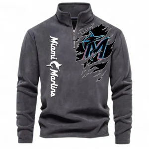 Baseball Fans Gift Half Zip Stand Up Collar Hoodie, Sweatshirt Exclusive Logo For Sport Fan MLB148080525125-Dark Gray