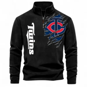 Baseball Fans Gift Half Zip Stand Up Collar Hoodie, Sweatshirt Exclusive Logo For Sport Fan MLB148080525126-Black