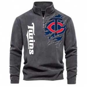 Baseball Fans Gift Half Zip Stand Up Collar Hoodie, Sweatshirt Exclusive Logo For Sport Fan MLB148080525126-Dark Gray