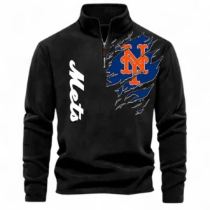Baseball Fans Gift Half Zip Stand Up Collar Hoodie, Sweatshirt Exclusive Logo For Sport Fan MLB148080525127-Black