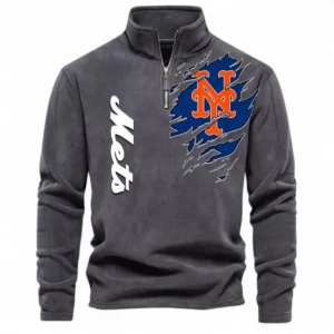 Baseball Fans Gift Half Zip Stand Up Collar Hoodie, Sweatshirt Exclusive Logo For Sport Fan MLB148080525127-Dark Gray