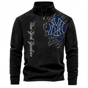 Baseball Fans Gift Half Zip Stand Up Collar Hoodie, Sweatshirt Exclusive Logo For Sport Fan MLB148080525128-Black