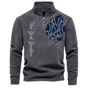Baseball Fans Gift Half Zip Stand Up Collar Hoodie, Sweatshirt Exclusive Logo For Sport Fan MLB148080525128-Dark Gray