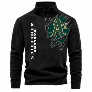 Baseball Fans Gift Half Zip Stand Up Collar Hoodie, Sweatshirt Exclusive Logo For Sport Fan MLB148080525129-Black