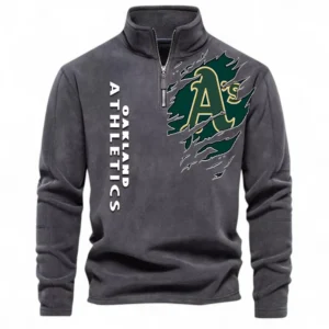 Baseball Fans Gift Half Zip Stand Up Collar Hoodie, Sweatshirt Exclusive Logo For Sport Fan MLB148080525129-Dark Gray
