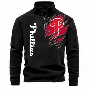 Baseball Fans Gift Half Zip Stand Up Collar Hoodie, Sweatshirt Exclusive Logo For Sport Fan MLB148080525130-Black