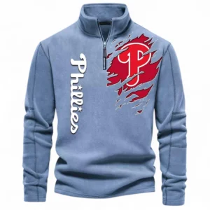 Baseball Fans Gift Half Zip Stand Up Collar Hoodie, Sweatshirt Exclusive Logo For Sport Fan MLB148080525130-Light Blue