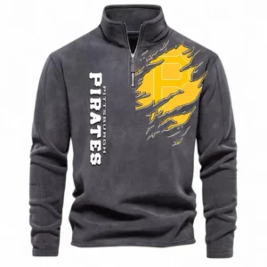 Baseball Fans Gift Half Zip Stand Up Collar Hoodie, Sweatshirt Exclusive Logo For Sport Fan MLB148080525131-Dark Gray