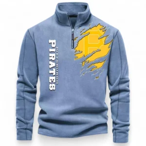 Baseball Fans Gift Half Zip Stand Up Collar Hoodie, Sweatshirt Exclusive Logo For Sport Fan MLB148080525131-Light Blue