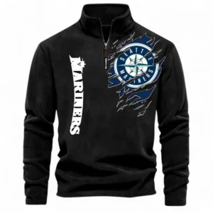Baseball Fans Gift Half Zip Stand Up Collar Hoodie, Sweatshirt Exclusive Logo For Sport Fan MLB148080525134-Black
