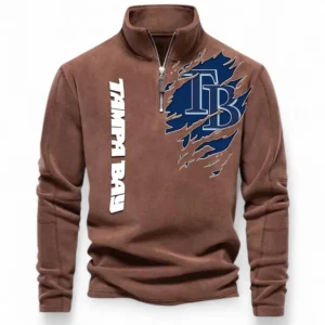 Baseball Fans Gift Half Zip Stand Up Collar Hoodie, Sweatshirt Exclusive Logo For Sport Fan MLB148080525137-Brown