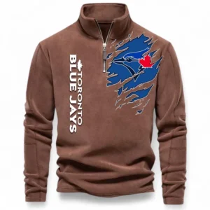 Baseball Fans Gift Half Zip Stand Up Collar Hoodie, Sweatshirt Exclusive Logo For Sport Fan MLB148080525138-Brown