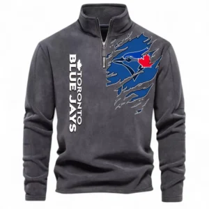 Baseball Fans Gift Half Zip Stand Up Collar Hoodie, Sweatshirt Exclusive Logo For Sport Fan MLB148080525138-Dark Gray