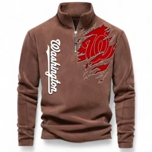 Baseball Fans Gift Half Zip Stand Up Collar Hoodie, Sweatshirt Exclusive Logo For Sport Fan MLB148080525139-Brown