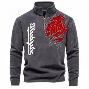 Baseball Fans Gift Half Zip Stand Up Collar Hoodie, Sweatshirt Exclusive Logo For Sport Fan MLB148080525139-Dark Gray