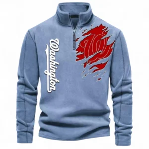 Baseball Fans Gift Half Zip Stand Up Collar Hoodie, Sweatshirt Exclusive Logo For Sport Fan MLB148080525139-Light Blue